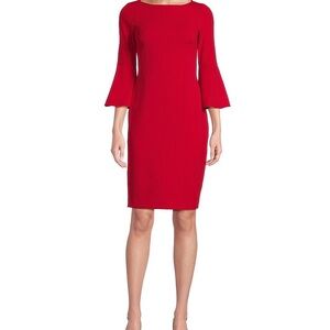 Calvin Klein Tango Red Sheath
Dress detailed with Gold Zipper